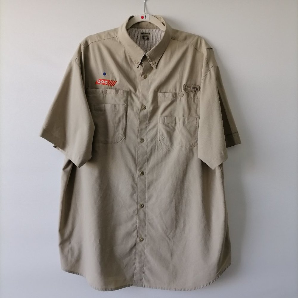 Columbia PFG Vented Men's Beige Button Down Shirt Size XL "bpc"